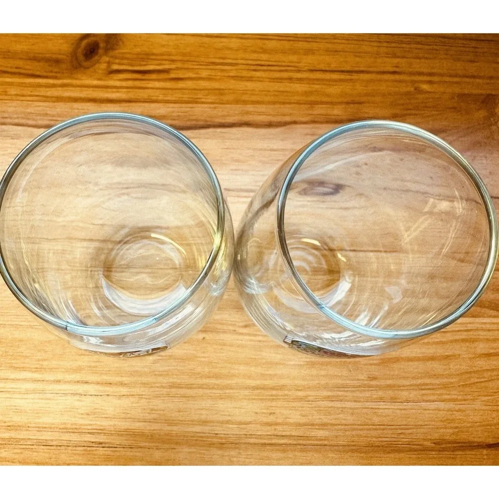 Stemless Wine Glass DAY OF THE DEAD Painted Scull 14 fl oz Set Of 2‎